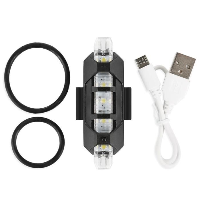 Feu Arrière Vélo LED Rechargeable USB – Étanche, 4 Modes, 15 Lumens – Blanc, Sécurité Cyclisme