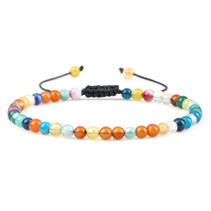 Bracelet Perles En Agate Noire Mate Naturelle Et Laiton - Réalisé Sur Mesure à La Taille Souhaitée
