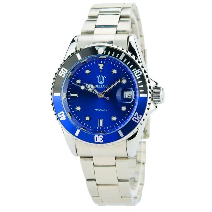 Montre Bagelsport Automatique Classique - Neuf Sans étiquette - Cadran Noir, Boîtier Argenté