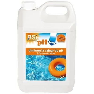 PH moins - BSI - pH down liquide - Pour diminuer et stabiliser le pH - Idéal pour piscine et spa - Pour une baignade agréable - 5L
