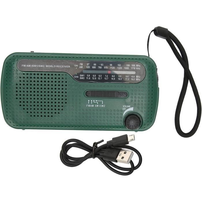 Radio D'urgence NOAA Avec Manivelle - AM/FM/SW, Lampe LED, Chargeur USB - Pour Camping Et Survie