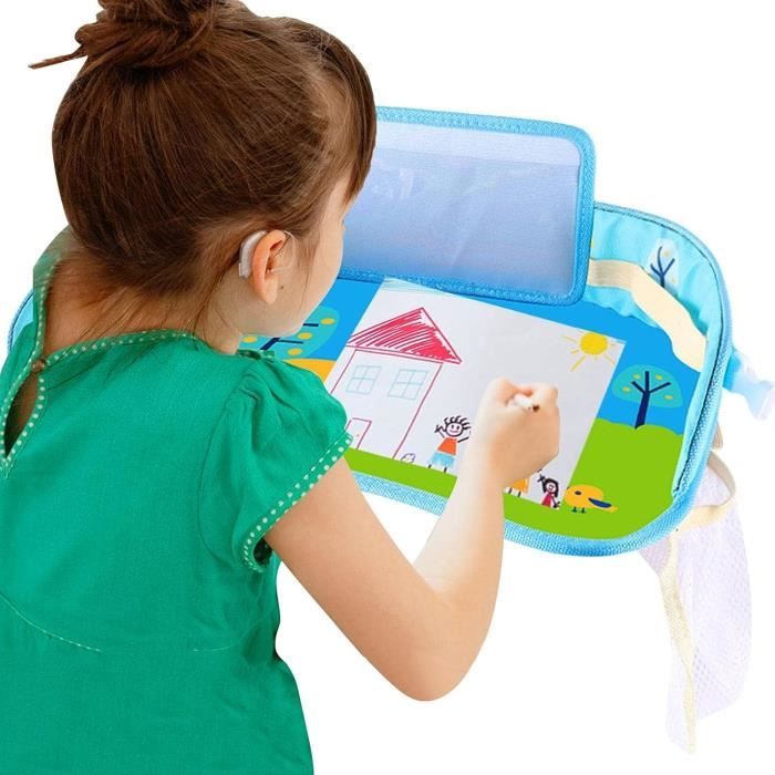 Table De Voyage Pour Enfant Avec Poches Filet - Plateau Repas Et Jeux Pour Voiture, Train, Poussette