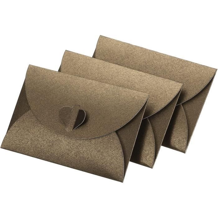24 Paquet Mini Enveloppes, Coeur Formé Fermoir | Petit Cadeau Carte
