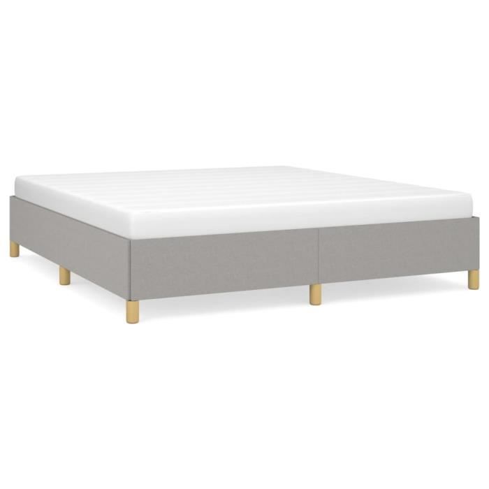 Sommier Tapissier 80x200 Cm Gris Clair - Lit Avec Pieds Et Tissu Respirant - Sommier à Lattes Confortable Et Élégant