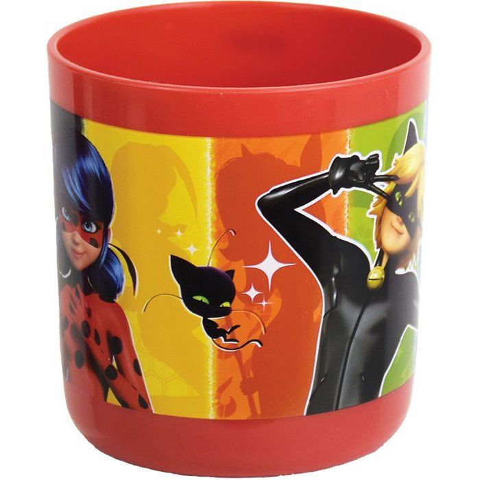Lot vaisselle - FUN HOUSE - MIRACULOUS LADYBUG - Verre Assiette creuse Ø16 cm Asiette Ø22 cm Couverts Gourde Mug Boîte goûter