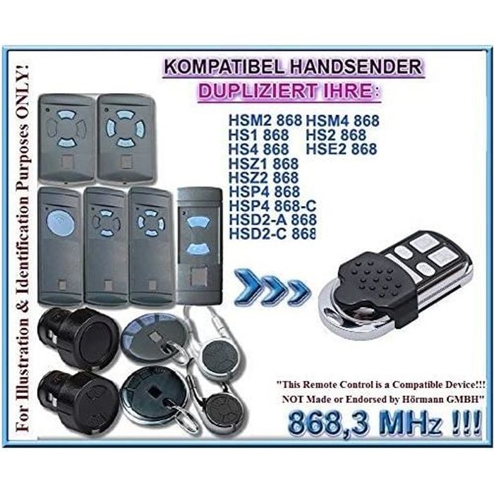 Hörmann Hs M 2 4 0682 Programmierung Hörmann HSM2, HSM4, HS1, HS4, HSE2, HSD2, HSP4, HSZ2, Émetteur portatif