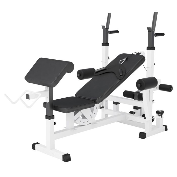 Banc de musculation universel avec supports d'haltères - Blanc