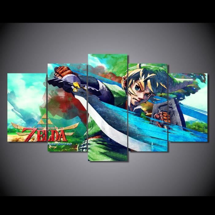 Non Encadre 5 Pieces Legende De Zelda Peinture Anime Jeu Photo