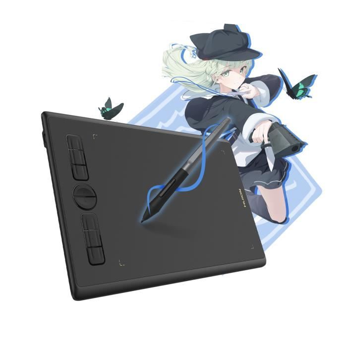 Tablette graphique HUION Inspiroy H580X Compatible avec Chromebook MacPC ou Android Mobile avec stylet（noir）