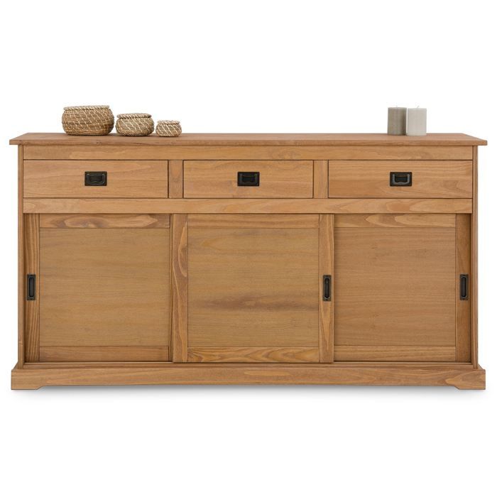 Buffet Savona Bahut Vaisselier Commode Avec 3 Tiroirs Et 3 Portes