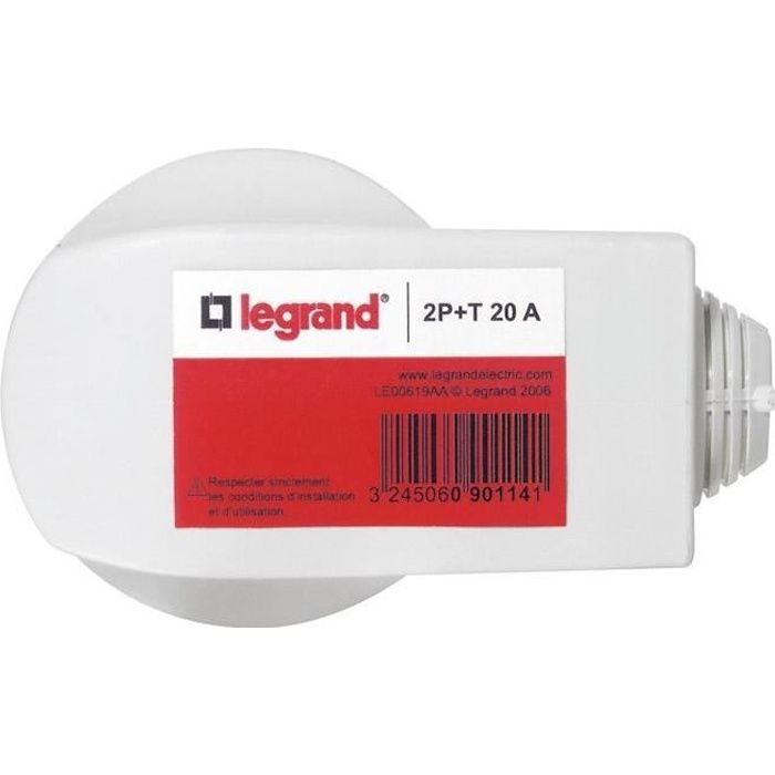 Fiche mâle coudée - 2 phases + terre - 20 A - 380 V