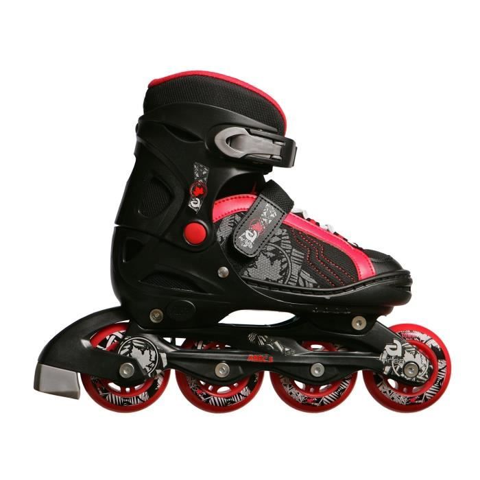Rollers à Roue Alignées Extensible Rouge et Noire 34/37 Achat / Vente Rollers à Roue Alignées