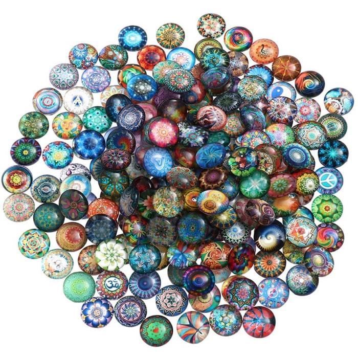 100 Galets En Verre Multicolores - Déco Vase, Ponctuation, Bricolage - Bleu Transparent Et Foncé