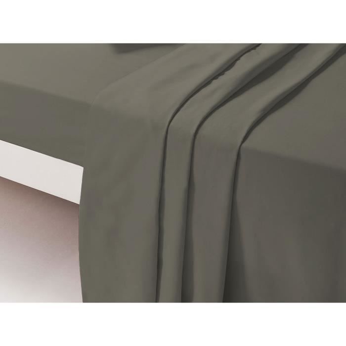 Drap Plat 100% Coton / 57 Fils/cm² - Taupe - 180 X 290 Cm Pour Lit 1 Place 51948276