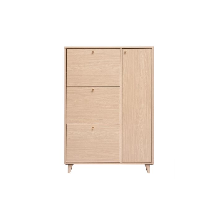 Miliboo - Meuble à chaussures finition bois clair chêne et métal doré L90 cm SILVESTRE