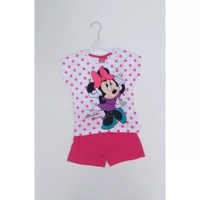 Ensemble Short Tee Shirt 100% Coton Enfant MINNIE DISNEY Rose