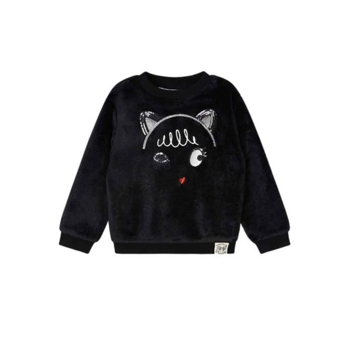 Pull Mayoral Chat Fourrure Noire pour Fille Noir Cdiscount Pr t