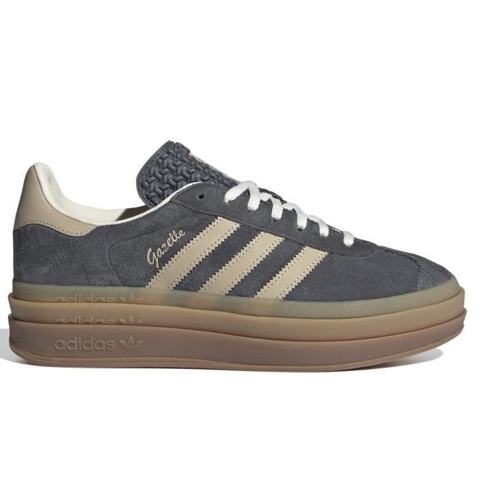 Chaussures Adidas Gazelle Bold W pour Femme Gris en Cuir Lacets Plat Gris Cdiscount Chaussures