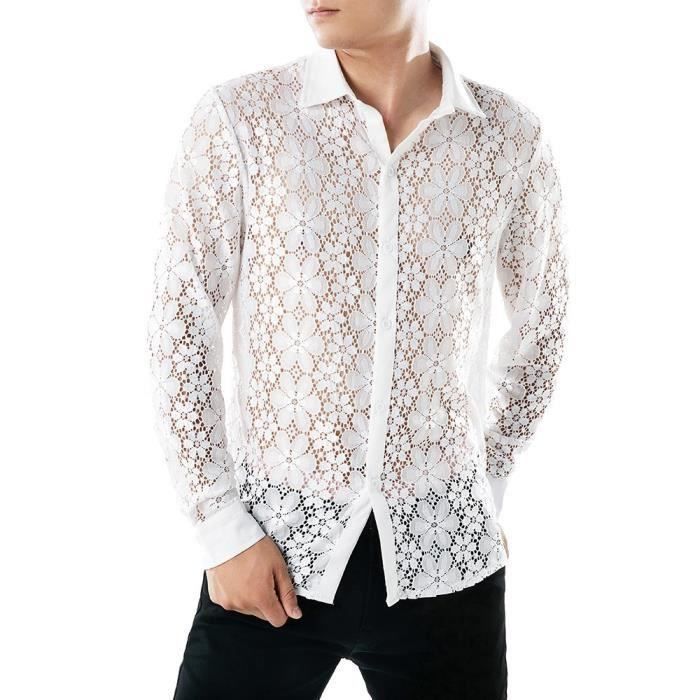 Chemises A Manches Longues En Dentelle Homme Modele Gilet Couleur Blanc Loisirs