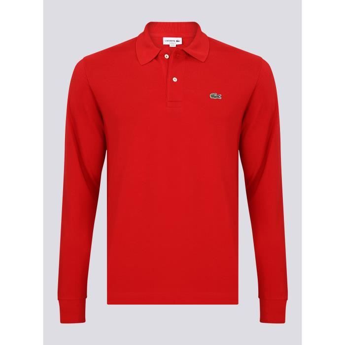 Polo lacoste rouge manche longue clearance