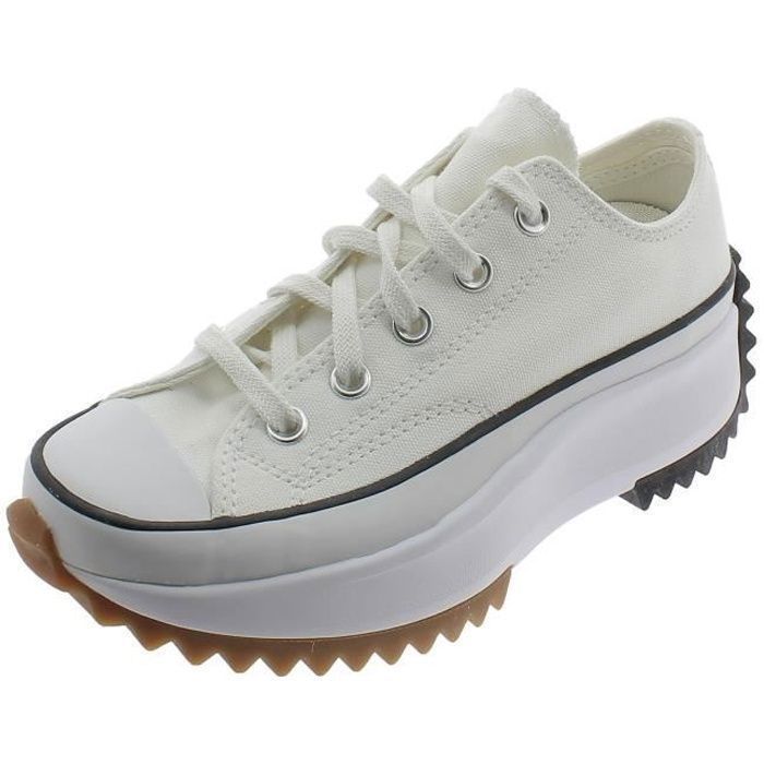 Baskets Converse RUN STAR HIKE LO CONVERSE Femme Blanc Textile Plat Lacets