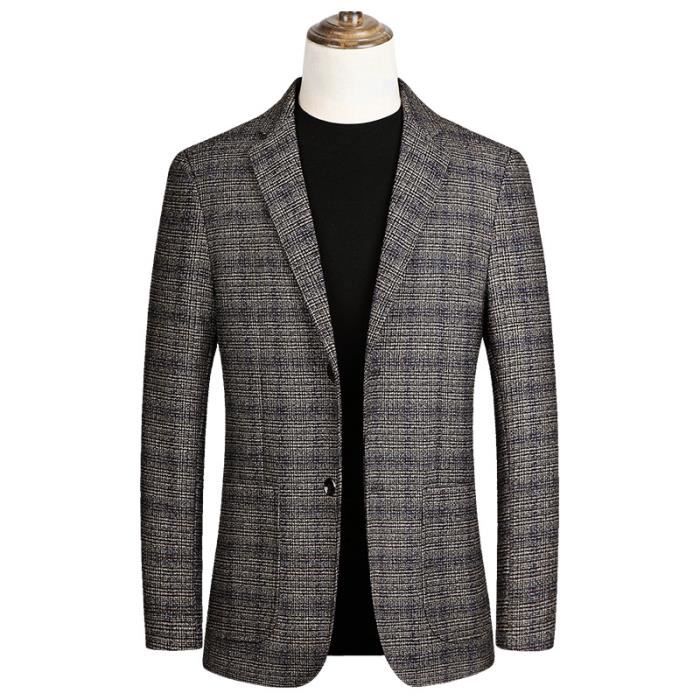 Blazer Homme Veste de Costume à carreaux Soirée Party Vêtement Masculin Élégant Palais Professionnel Slim Pardessus Casaque