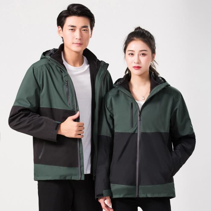 Veste de Ski Adulte Homme et Femme 3 en 1 Impermeable 2 Pieces A Capuche Vert Cdiscount Sport