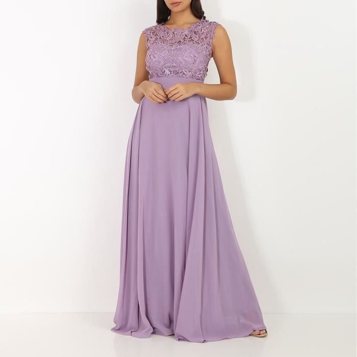 Robe longue parme dentelle Violet Cdiscount Pr t Porter