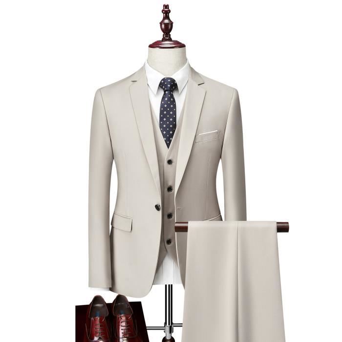 Costume homme marque de luxe costume homme trois pieces couleur unie costume de marie blanc SELL23435784 Blanc Cdiscount Pret a Porter