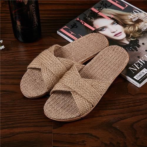 Pantoufles Sandales Femmes MAIE25 - Lin, Antidérapantes, Confortables, Tailles 36-42