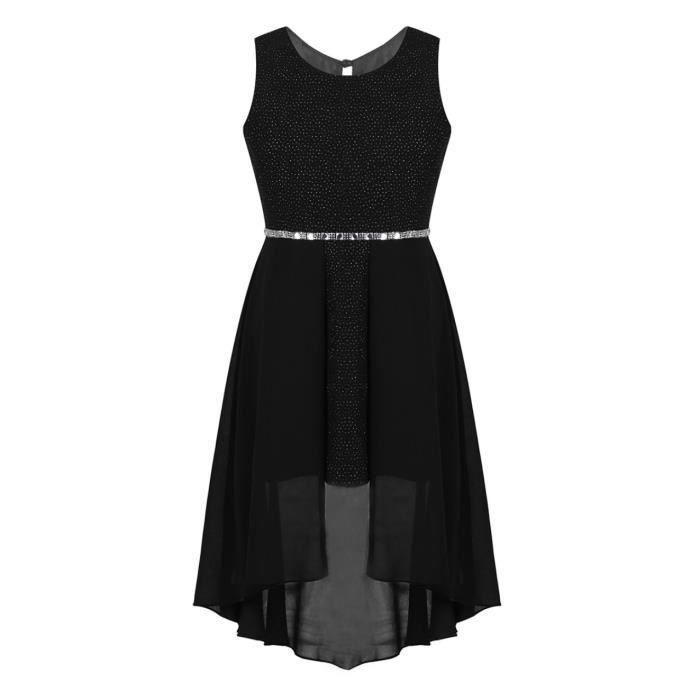 Iixpin Enfant Fille Robe de Ceremonie Soiree Strass Mousseline de Soie sans Manches 6 14 Ans Noir Noir Cdiscount Pret a Porter