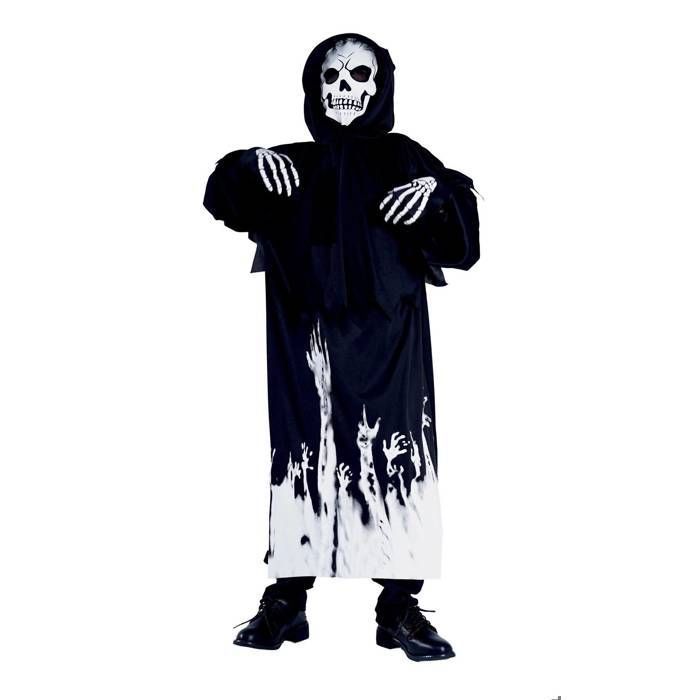 Costume Halloween Enfant Faucheur Phosphorescent - Combinaison, Masque Latex, Gants Et Faucille, Taille 5-14 Ans