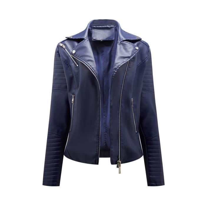 Veste simili cuir bleu sales