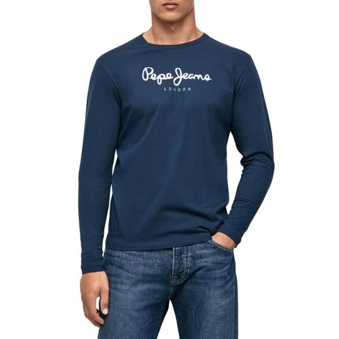 T-Shirt Pepe Jeans Eggo Long Bleu pour Homme