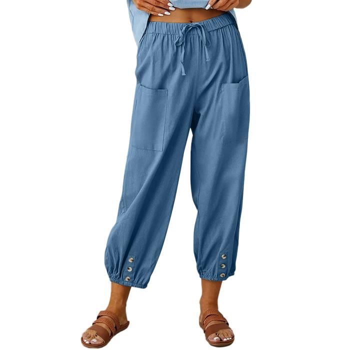 Pantalon Lin Pantalon Fluide Femme été, Pantalon Décontracté Large Pantalon Chic Et HYMER Camping Cars