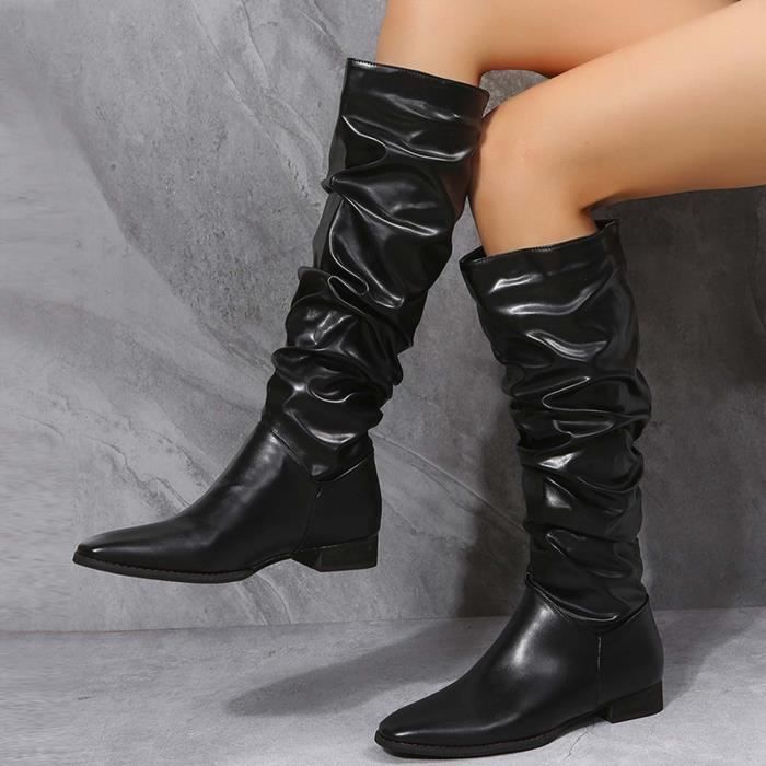Bottes plissées hotsell cuir