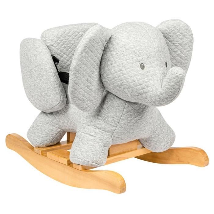 NATTOU - Bascule éléphant en jacquard Tembo - 64 x 34 cm - 10 à 36 mois - 100% coton - Gris