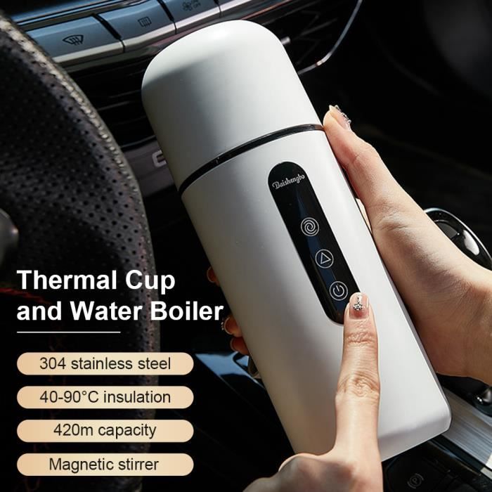Bouilloire Électrique De Voiture EVGATSAUTO – 1 Litre, 12V/24V – Acier Inoxydable 304 Pour Voyage
