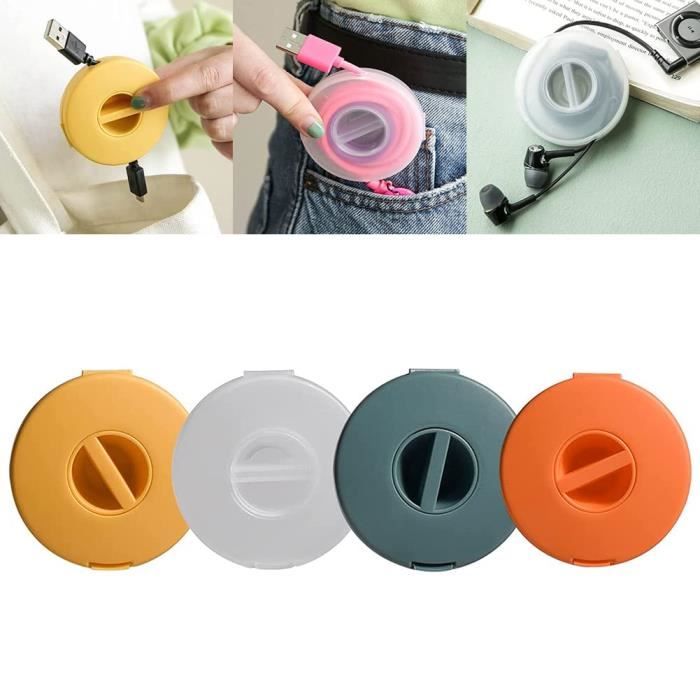 4 Organisateurs De Câbles En Silicone - Enrouleur Pour écouteurs, Câbles USB, Casque - Avec Boucle Métal, Portable