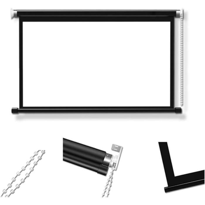 Écran De Projection Rétractable 30 à 72 Pouces - Format 4:3 Ou 16:9 - Pour Home Cinéma Intérieur/Extérieur - 8