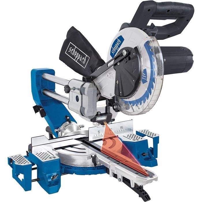 Scheppach Scie a onglet coulissante HM90SL Puissance 2200W Hauteur de coupe 65mm Largeur