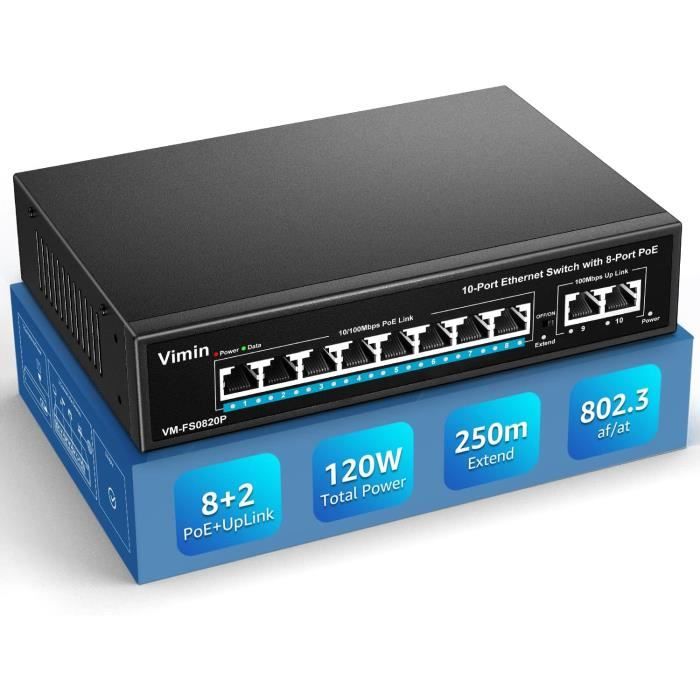 Switch POE Hikvision 4 Ports 10/100M + 1 Port Uplink 100M - Alimentation 802.3af/at - Non Géré - 10