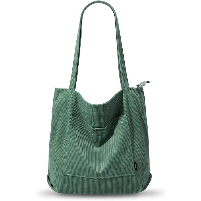 KALIDI Sac fourre tout en velours c tel avec fermeture clair et