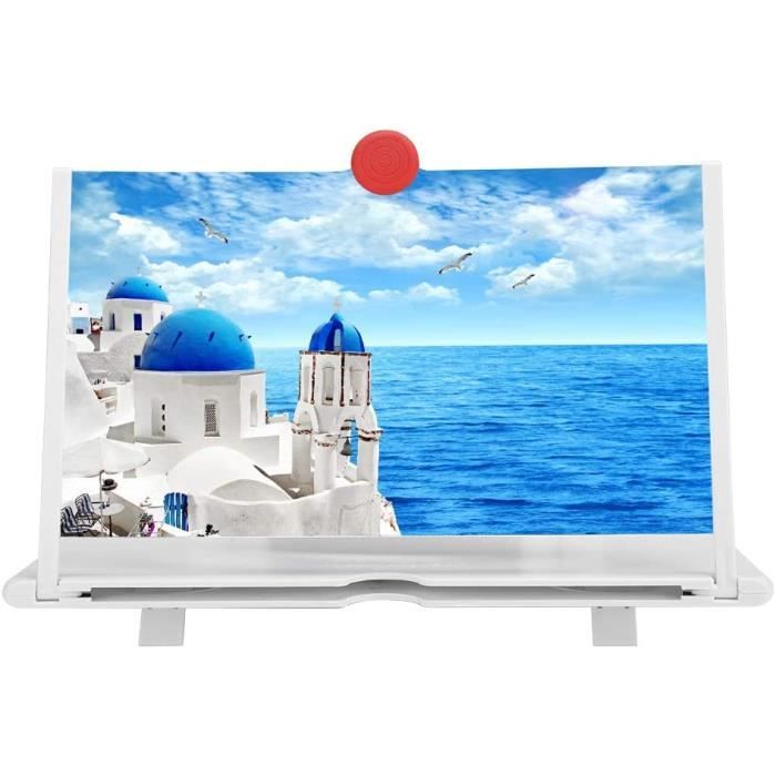 Loupe D'Écran 12 Pouces Pour Smartphone - Amplificateur 3D, Pliable - Pour Regarder Films, Protection Yeux - Blanc