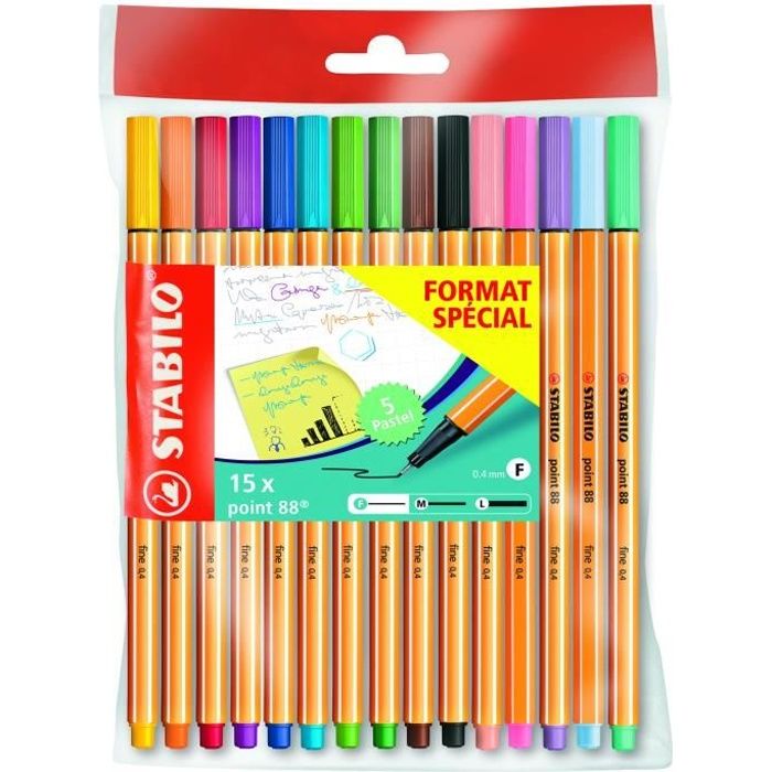 STABILO 10 stylos-feutres point 88 FORMAT SPECIAL