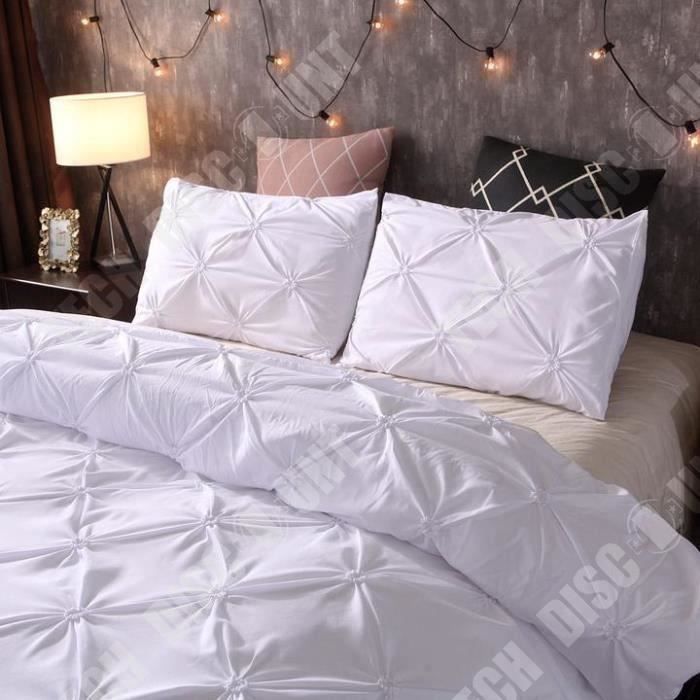 Parure Lit 220x240 Blanc Adulte Polyester Lit Pour Deux Personnes Ensemble Trois Pieces Motif Moderne Decoration Interieure Chambre Cdiscount Maison