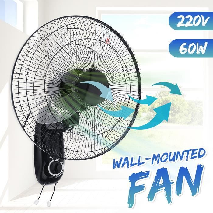 16inch Ac 220v 60w Ventilateur Mural 4 Lames Plastique 3 Vitesses