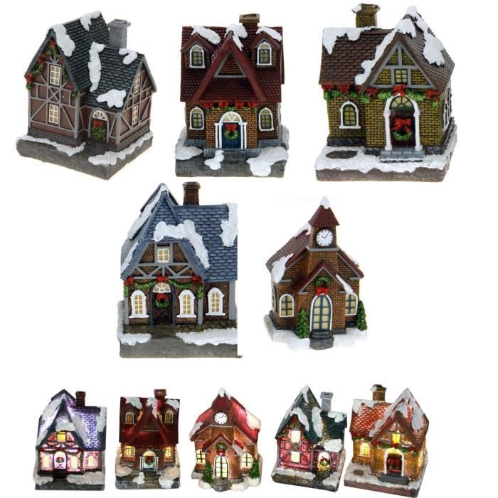 Grand Village de Noël Lumineux LED 5 maisons indépendantes Cdiscount