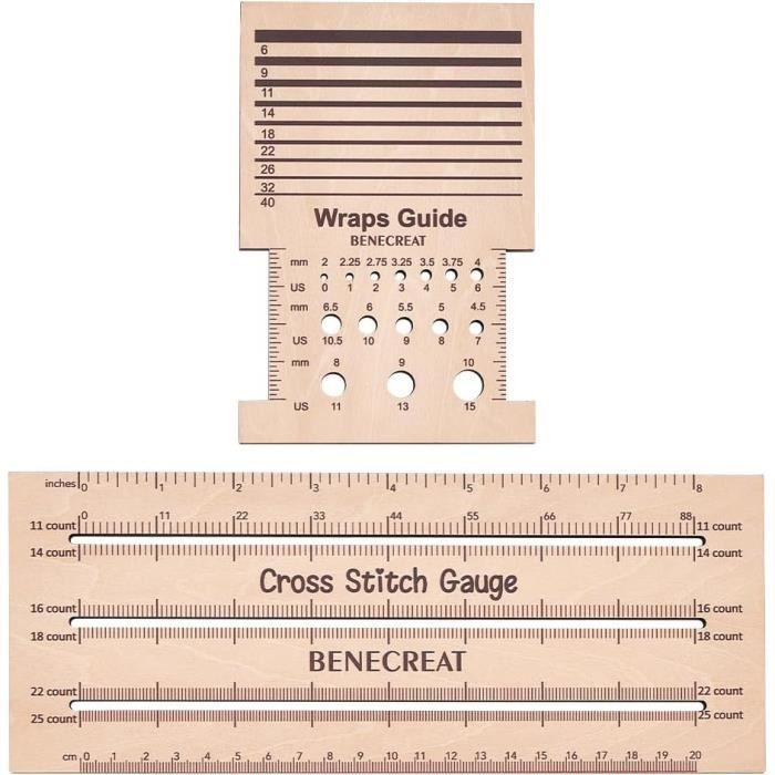 BENECREAT Lot De 2 Outils De Mesure En Bois Pour Tricoter, Guide Pour