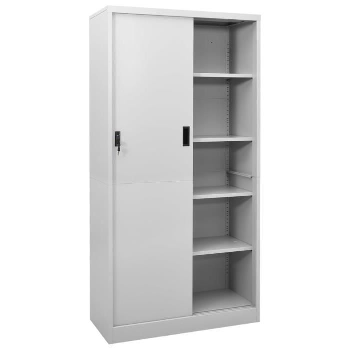 NEUF Armoire à bureau porte coulissante Gris clair 90x40x180cm Acier